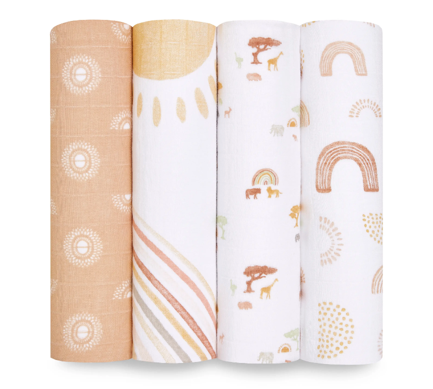 Aden + Anais Boutique Cotton Muslin Swaddles 4 Pack Keep Rising