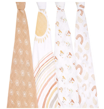 Load image into Gallery viewer, Aden + Anais Boutique Cotton Muslin Swaddles 4 Pack Keep Rising
