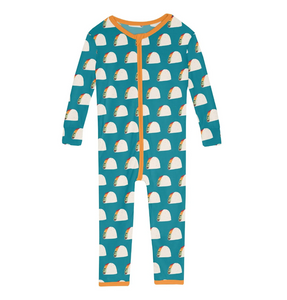 Kickee Pants Print Single Zipper Convertible Sleeper Seagrass Tacos