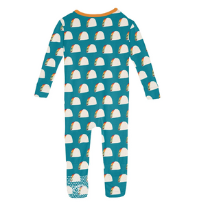 Kickee Pants Print Single Zipper Convertible Sleeper Seagrass Tacos