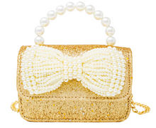 Load image into Gallery viewer, Zomi Gems Glitter Pearl Handle Bow Handbag Gold
