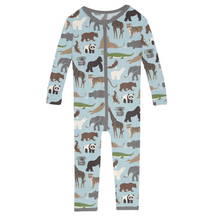 Load image into Gallery viewer, Kickee Pants Spring Sky Zoo Print Single Zipper Convertible Sleeper
