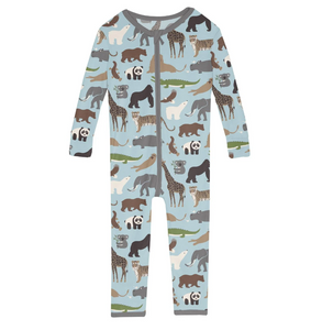 Kickee Pants Spring Sky Zoo Print Single Zipper Convertible Sleeper