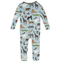 Load image into Gallery viewer, Kickee Pants Spring Sky Zoo Print Single Zipper Convertible Sleeper
