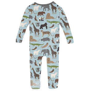 Kickee Pants Spring Sky Zoo Print Single Zipper Convertible Sleeper