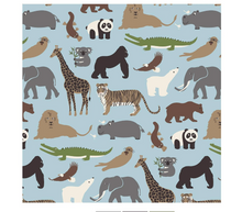 Load image into Gallery viewer, Kickee Pants Print Swaddling Blanket Spring Sky Zoo One Size
