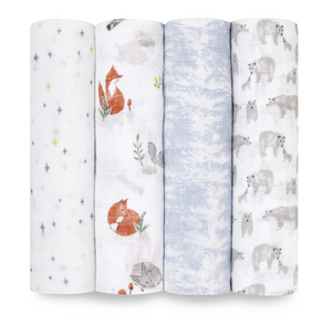 Aden + Anais Boutique Cotton Muslin Swaddles 4 Pack Naturally