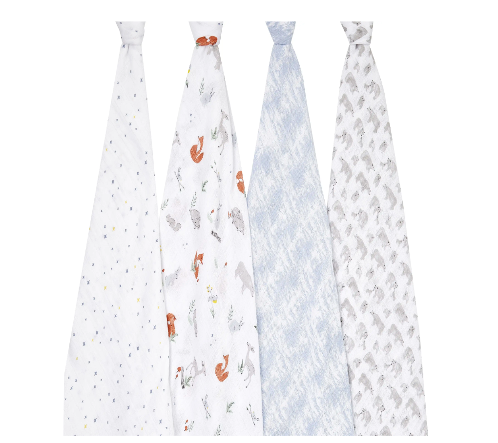 Aden + Anais Boutique Cotton Muslin Swaddles 4 Pack Naturally