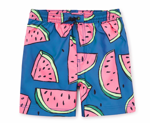 Tea Collection Mid Length Swim Trunks Watermelons