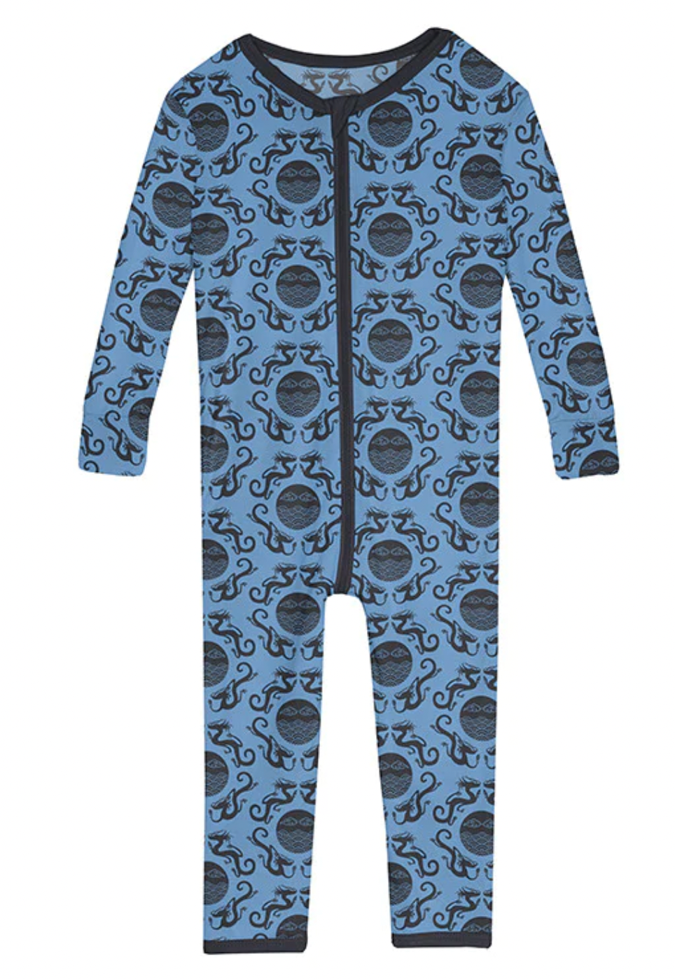 KicKee Pants Print Convertible Sleeper with Zipper Dream Blue Four Dragons