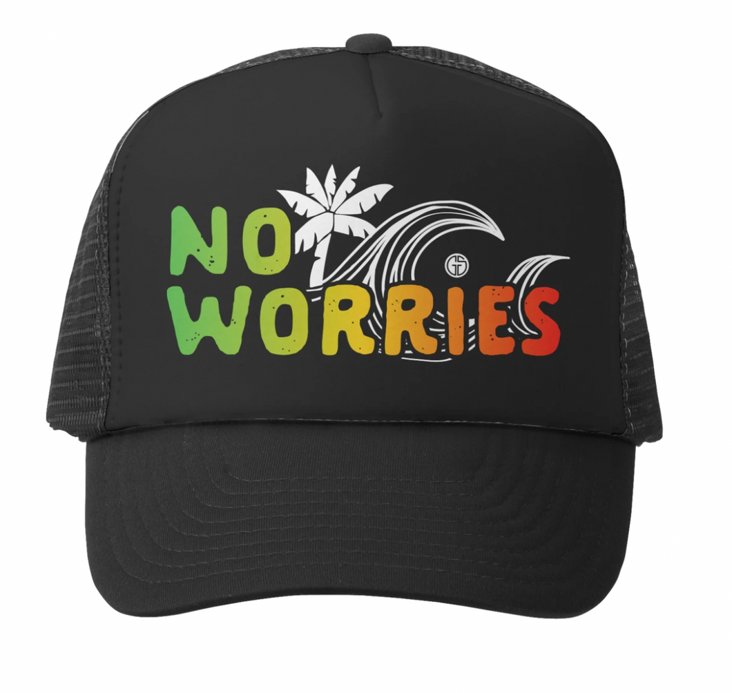 No Worries Black Trucker Hat Black/Black