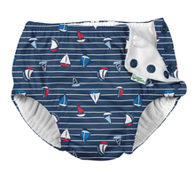 Load image into Gallery viewer, Green Sprouts Swim Diaper Navy Sailboat Stripe
