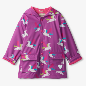 Hatley Pretty Pegasus Colour Changing Raincoat Dahlia Size 2 Toddler