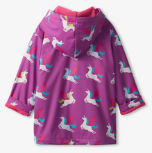 Load image into Gallery viewer, Hatley Pretty Pegasus Colour Changing Raincoat Dahlia Size 2 Toddler
