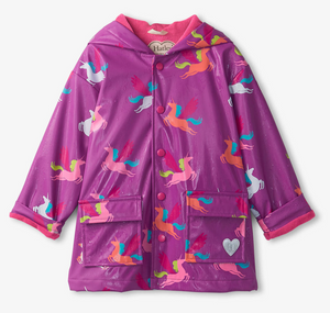 Hatley Pretty Pegasus Colour Changing Raincoat Dahlia Size 2 Toddler