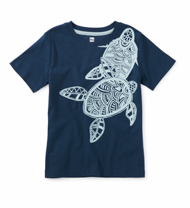 Tea Collection Two Turtles Graphic Tee Whale Blue