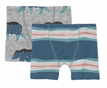 Load image into Gallery viewer, Kickee Pants Boxer Briefs Set (Abstract Prismatic Spring &amp; Heather Mist Night Sky Bear) Size 6/8y
