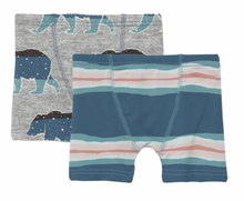 Load image into Gallery viewer, Kickee Pants Boxer Briefs Set (Abstract Prismatic Spring &amp; Heather Mist Night Sky Bear)
