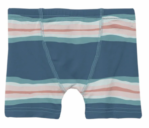 Kickee Pants Boxer Briefs Set (Abstract Prismatic Spring & Heather Mist Night Sky Bear) Size 6/8y