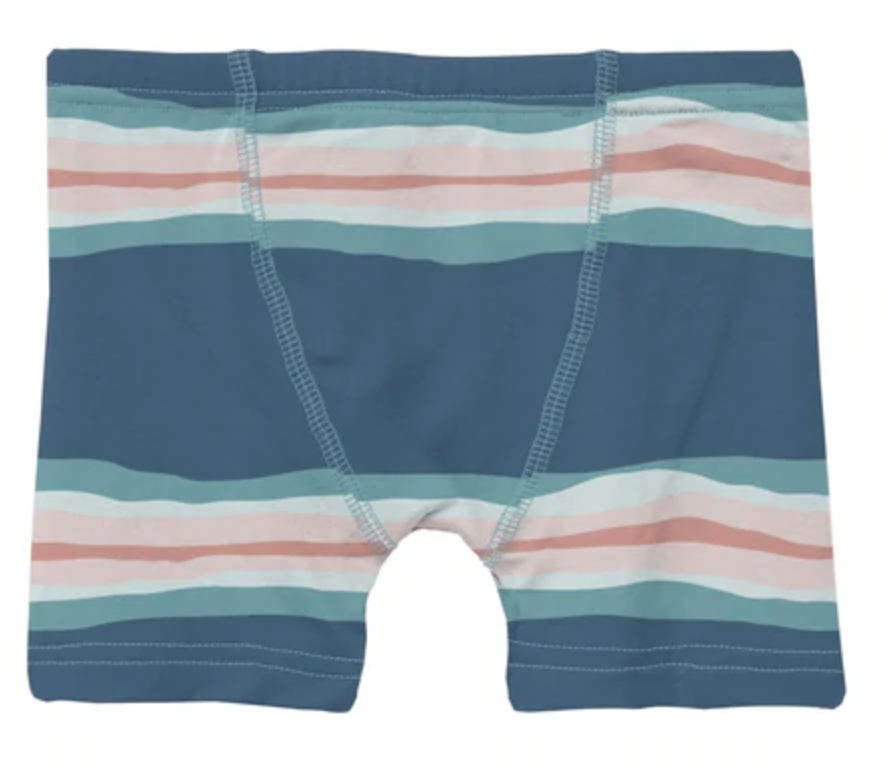 Kickee Pants Boxer Briefs Set (Abstract Prismatic Spring & Heather Mist Night Sky Bear) Size 6/8y
