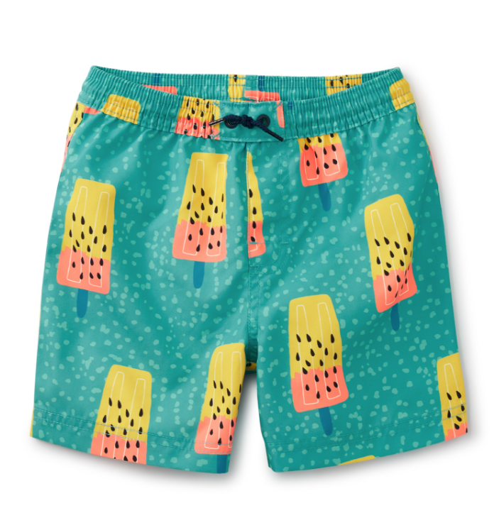 Tea Collection Mid-Length Swim Trunck Melon Popsicles In Green