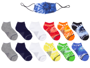 Robeez Tie Dye 12 Pack No Show Socks With Mask Blue