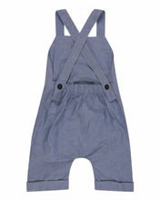 Load image into Gallery viewer, Tutledove London Chambray Bear Shortie Dungarees Blue
