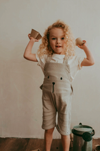 Load image into Gallery viewer, Turtledove London 3D Rib Shortie Dungarees Stone Size 2-3y
