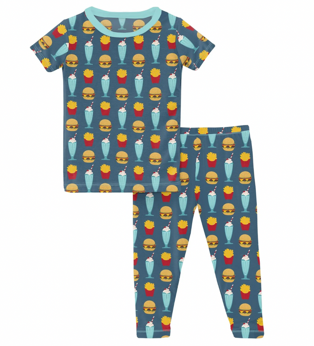 Kickee Pants Print Short Sleeve Pajama Set Deep Sea Cheeseburger