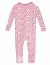 Load image into Gallery viewer, KicKee Pants Print Convertible Sleeper with Zipper Cake Pop Prancing Unicorn
