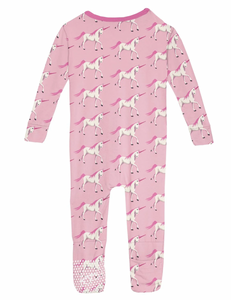 KicKee Pants Print Convertible Sleeper with Zipper Cake Pop Prancing Unicorn