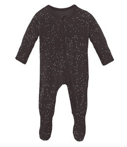 Kickee Pants Print Footie With 2 Way Zipper Midnight Foil Constellations