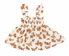 Load image into Gallery viewer, Angel Dear Ruffle Strap Smocked Top And Diaper Cover Painted Monarch Butterflies
