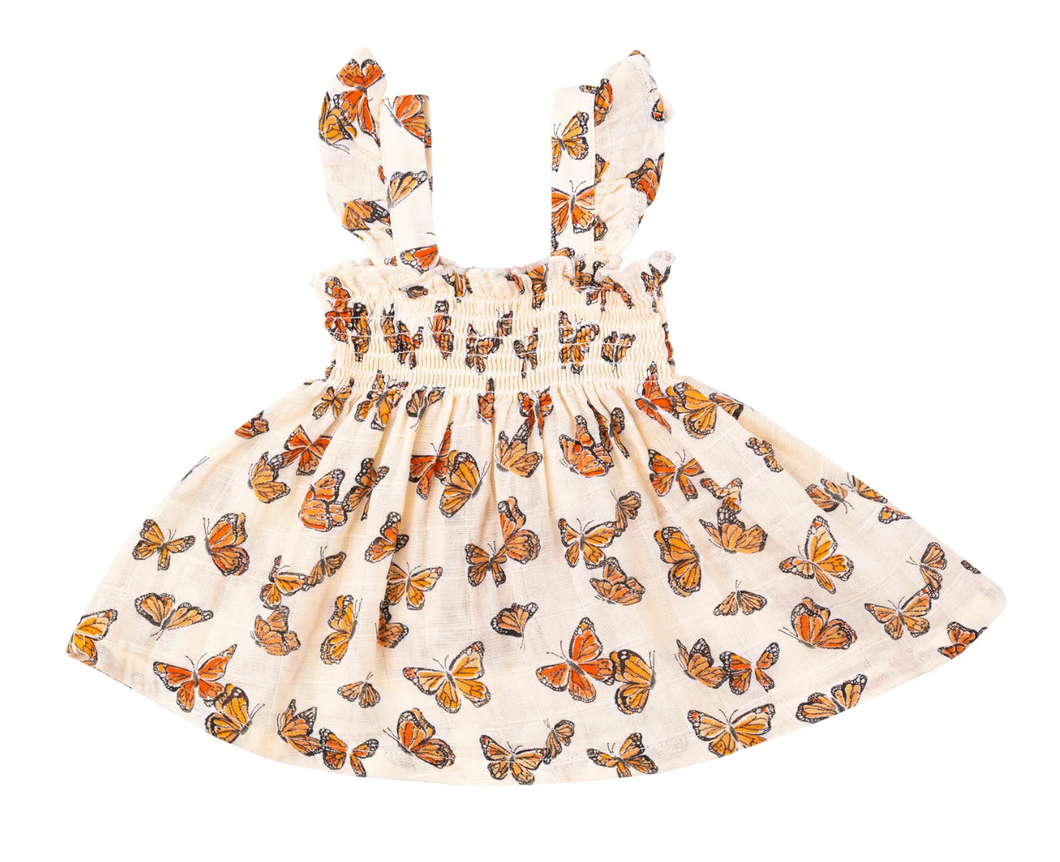 Angel Dear Ruffle Strap Smocked Top And Diaper Cover Painted Monarch Butterflies