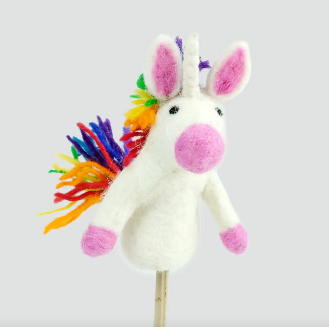 The Winding Road Felt Finger Puppet Rainbow Unicorn