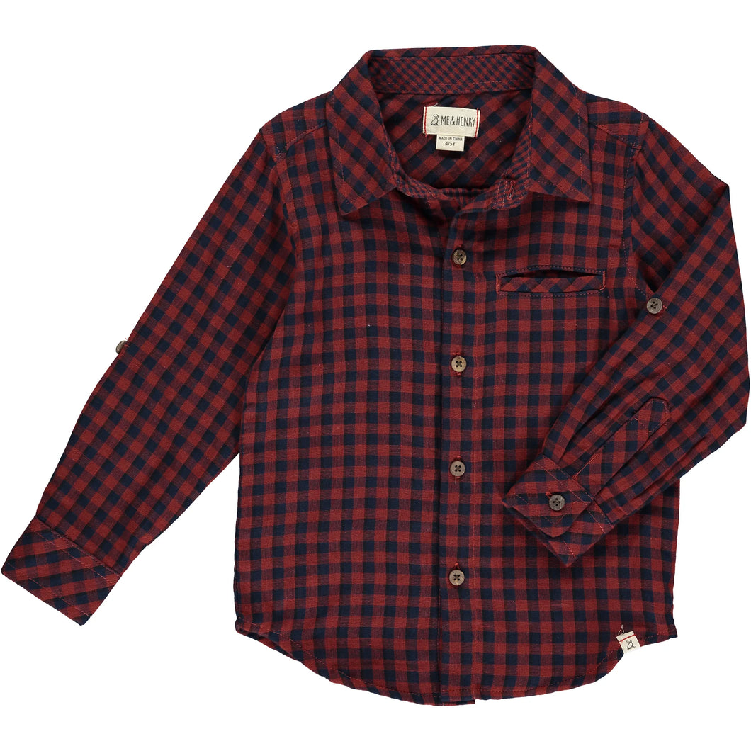 Me & Henry Rust/Navy Plaid Atwood Woven Shirt
