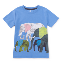 Load image into Gallery viewer, Tea Collection Elephants Graphic Tee Blue Yarrow
