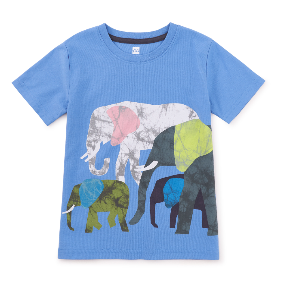 Tea Collection Elephants Graphic Tee Blue Yarrow