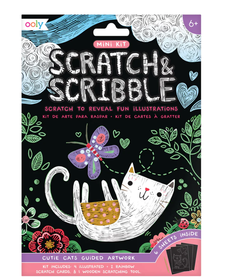 Ooly Mini Scratch & Scribble Art Kit: Cutie Cats 7pc Set