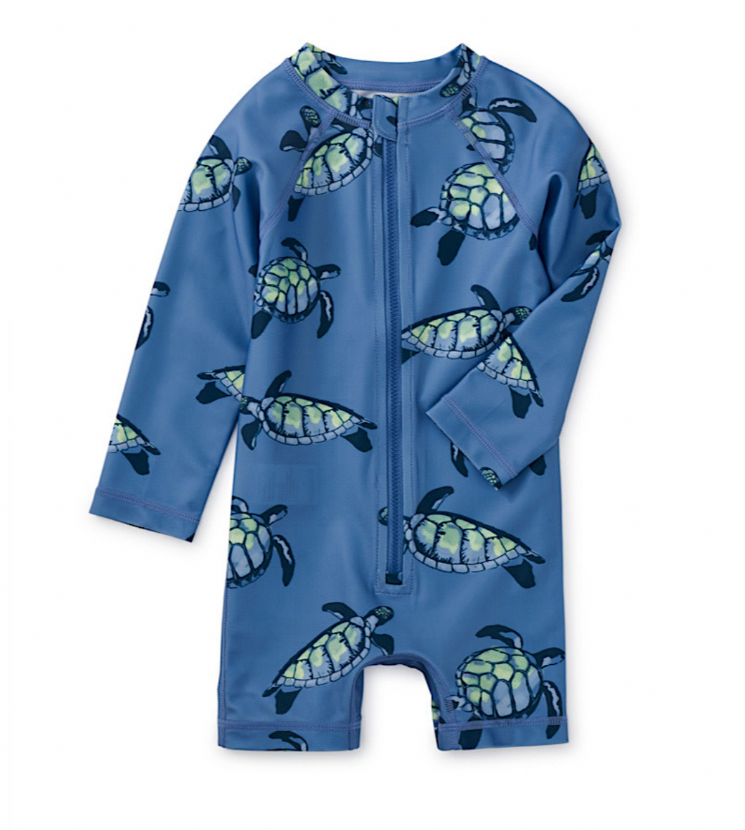 Tea Collection Rash Guard Baby Swimsuit Turtles on the Move Size 12-18m