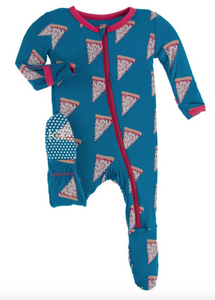 Kickee Pants Seaport Pizza Slices Footie With Zipper