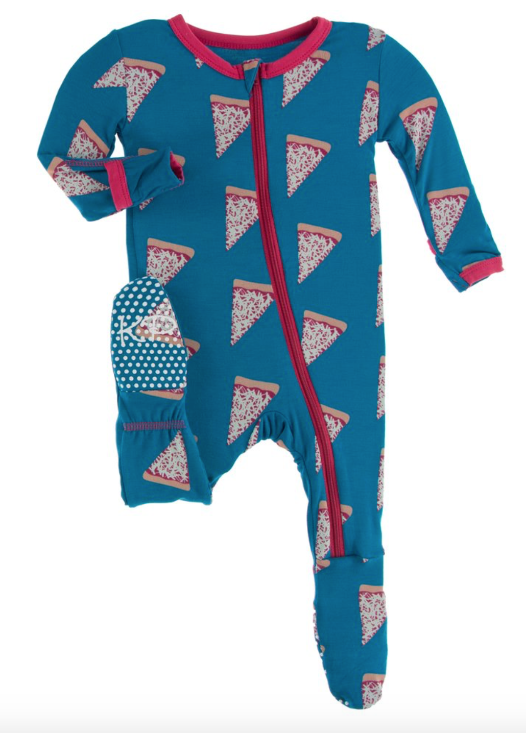 Kickee Pants Seaport Pizza Slices Footie With Zipper