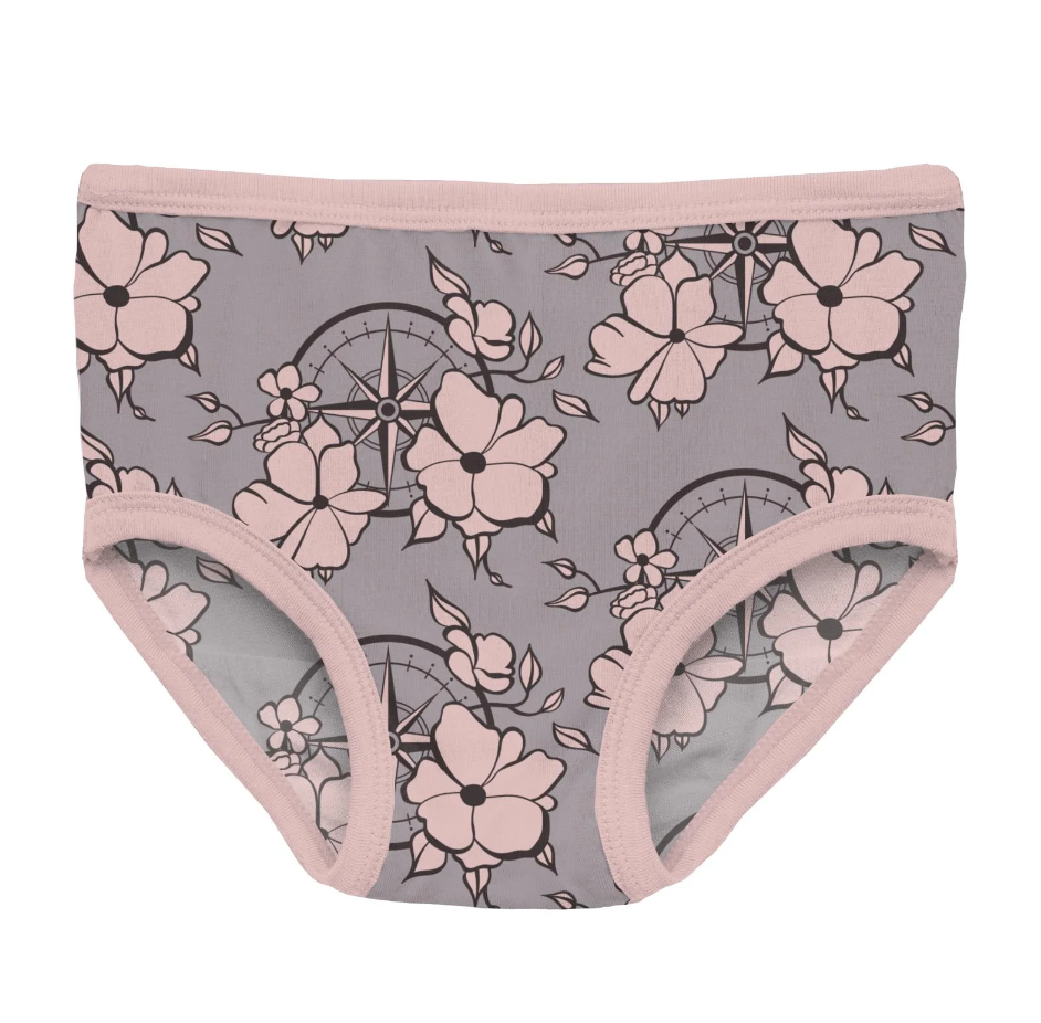 Kickee Pants Feather Nautical Floral Girls Underwear – Silver Moon