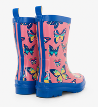 Load image into Gallery viewer, Hatley Vibrant Butterflies Shiny Rain Boots Size 2 Youth
