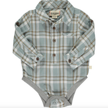 Load image into Gallery viewer, Me &amp; Henry Blue/White Plaid Jasper Woven Onesie
