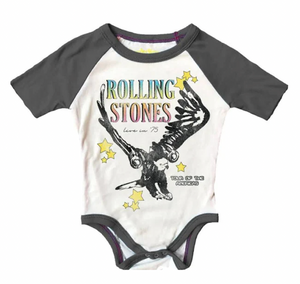 Rowdy Sprout Rolling Stones Raglan Onesie Gray Size 6-12m