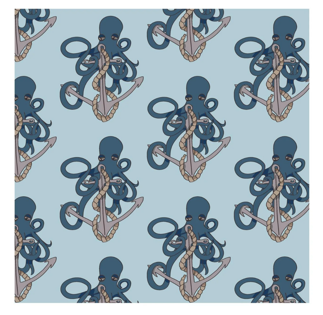 Kickee Pants Swaddling Blanket Spring Sky Octopus Anchor