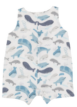Load image into Gallery viewer, Angel Dear Shortie Romper Blue Whales
