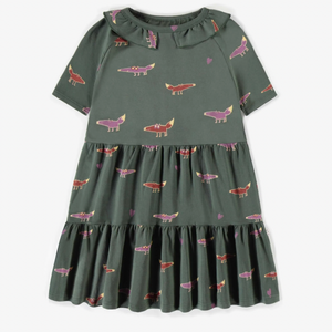 Souris Mini Green Dress With Fox Child Size 7 Years