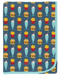 Kickee Pants Print Swaddling Blanket Deep Sea Cheeseburger One Size